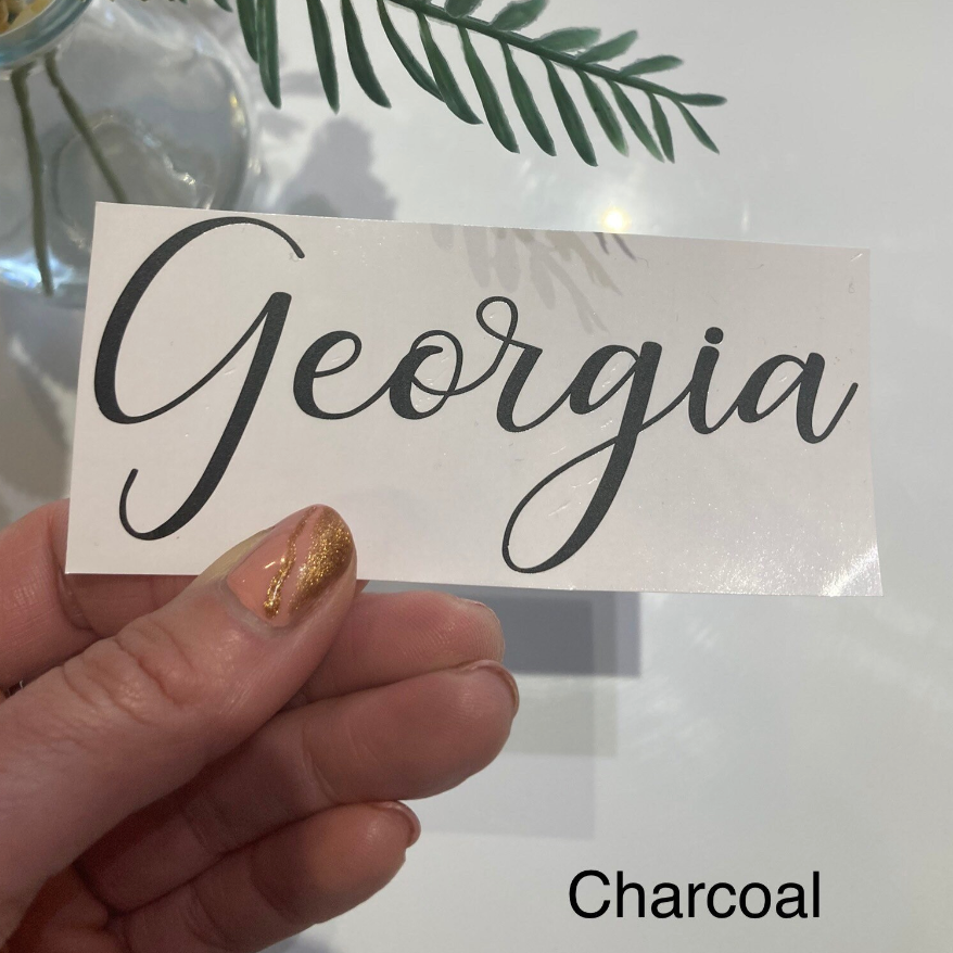 Vinyl name decals - charcoal