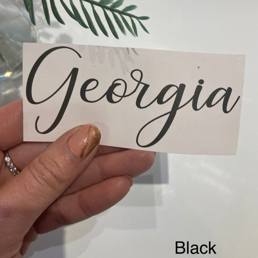 Vinyl name decals - black