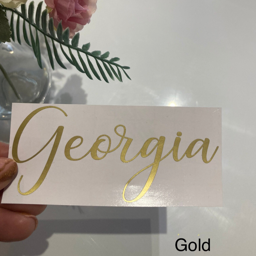 Vinyl name decals - gold