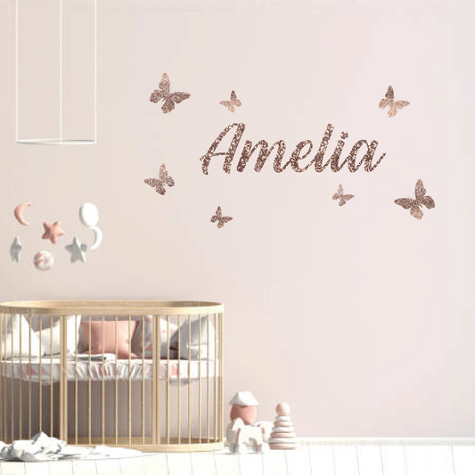 Butterflies +name wall decal